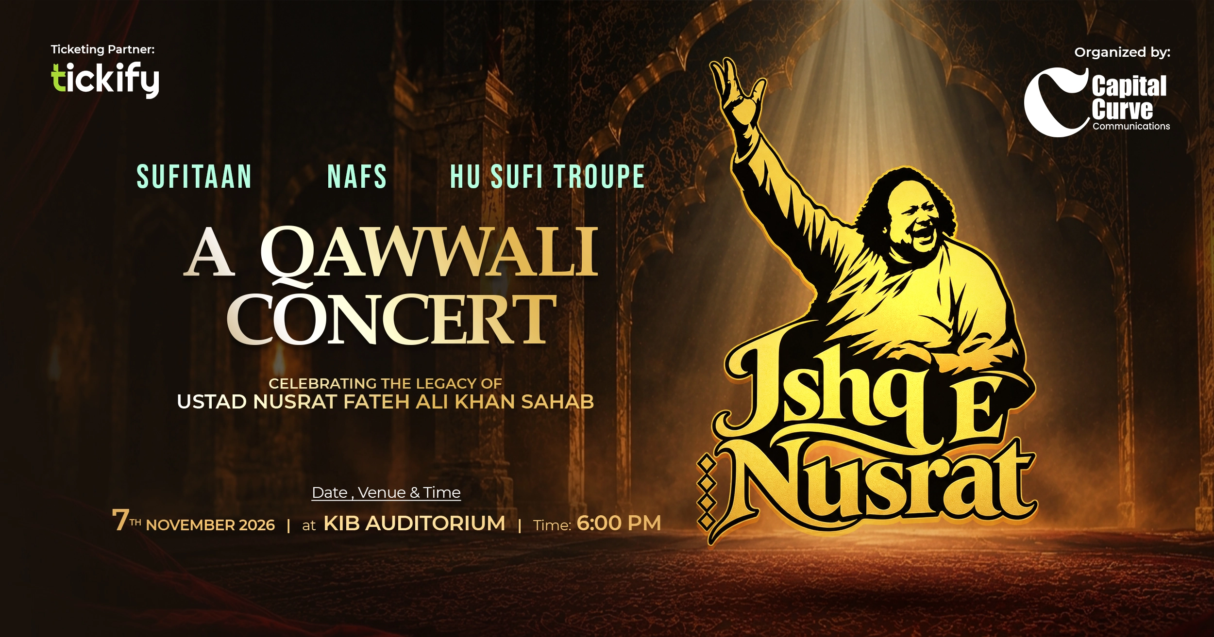 Poster for Ishq-E-Nusrat – Celebrating the Legacy of Ustad Nusrat Fateh Ali Khan ❤️